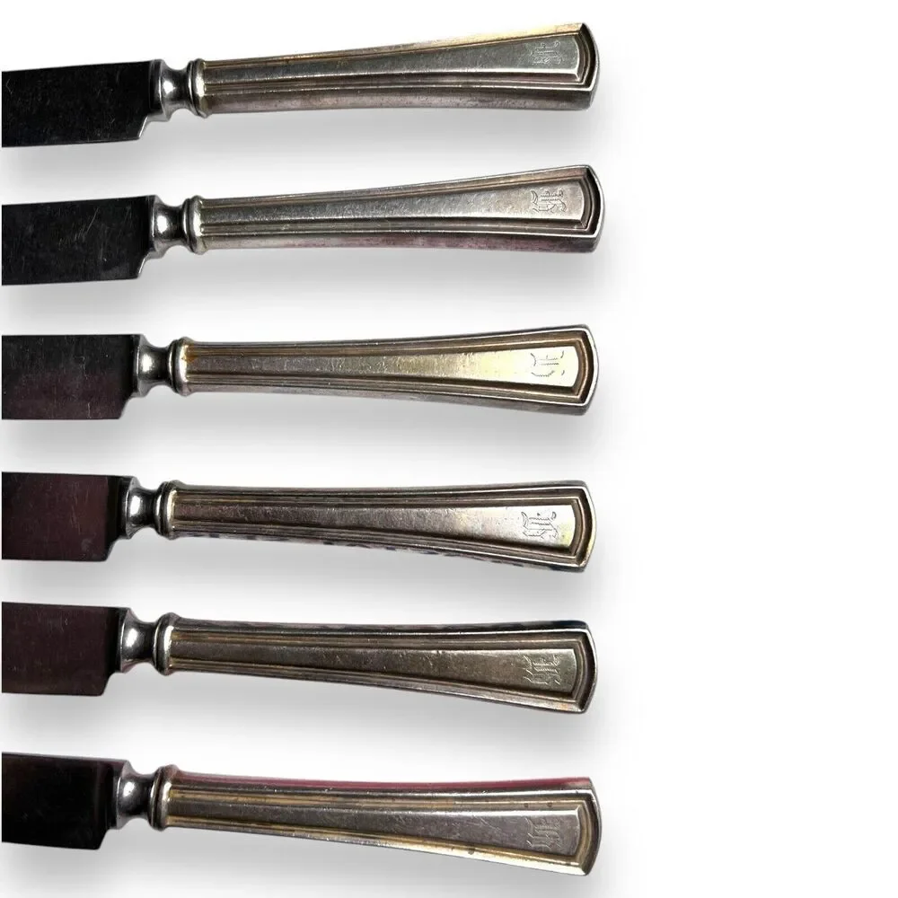 Alvin Silmet Vintage Set Of 6 Silver Plated Kitchen Dinner Butter Knives - 9”